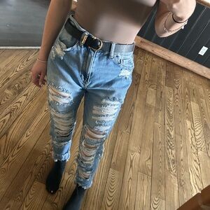 Distressed Blue Jeans
